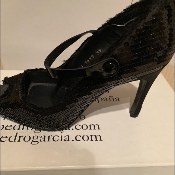 Pedro Garcia Melany black sequin peep toe pump - Picture 5 of 11
